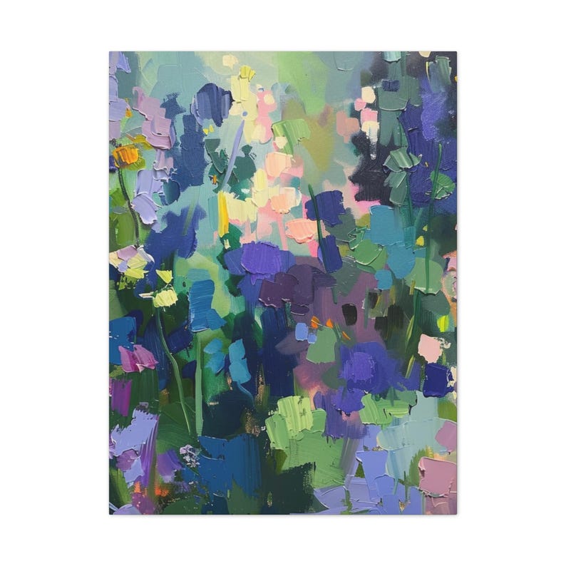 Abstract Floral Art Print, Colorful Garden Canvas Print, Large Wall Art
