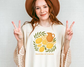 Profumo di Limone T-Shirt: Italian Lemon & Olive Branch Design