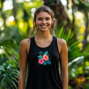Tropical Hibiscus Tank Top: Floral Beach Vacation Outfit