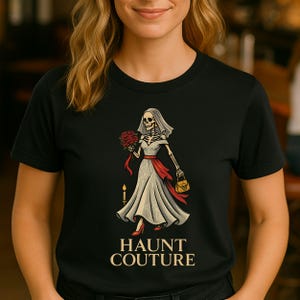 Gothic Skeleton Bride T-Shirt: Spooky Wedding Halloween Tee