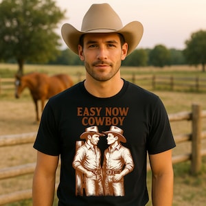 Gay Cowboy Graphic Tee: Western Style MLM Shirt