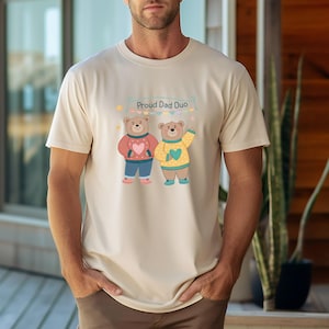 Gay Father&#39;s Day T-Shirt: Embroidered Style Gift for Two Dads