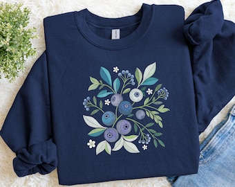 Sweat botanique myrtille : Pull Cottagecore Gildan 18000