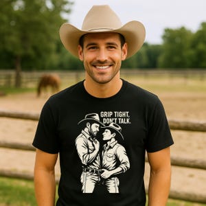 Gay Cowboy T-Shirt: Vintage Western Pride, Embroidered Style