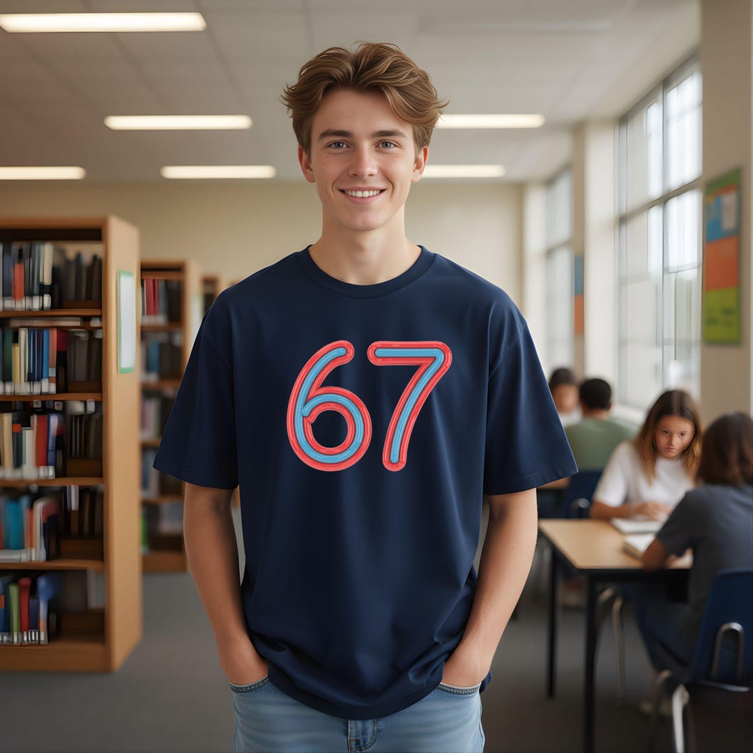 Six Seven 6 7number 67 Graphic T-shirt: Bold Red and Blue Design - Etsy