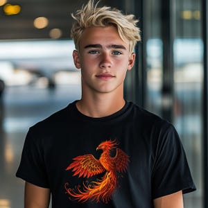 Red Phoenix Graphic Tee: Mythical Bird Unisex T-Shirt