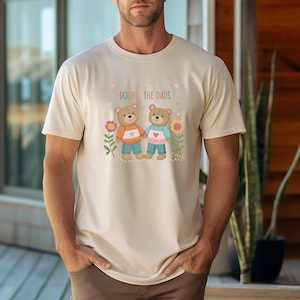 Gay Father&#39;s Day T-Shirt: Embroidered Style Gift for Two Dads