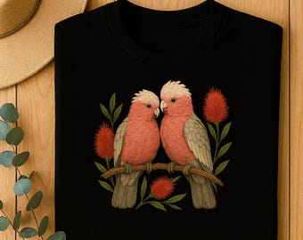 Galah T-Shirt, Aussie Wildlife Tee, Botanical Bird Lover Gift