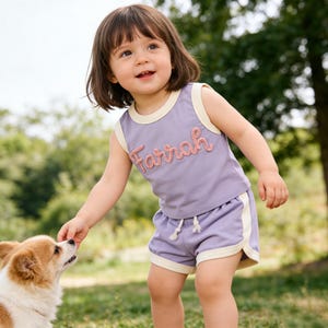 Custom Baby Tank Top and Shorts Set, Personalized Bubble Romper, Embroidered Toddler Shirt, Little Girl Summer Clothes, Boy Birthday Outfit