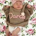 Custom Embroidered Baby Name Sweater,Personalised Baby Jumper with Name,Hand Embroidery Sweaters Baby,Unique Baby Girl Gifts,Nursery Gifts