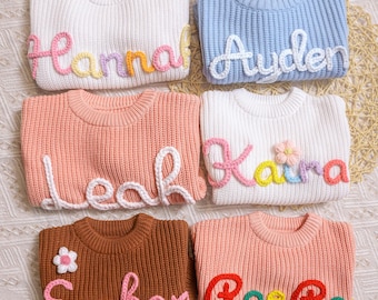 Personalized Baby Name Sweater,Knitted Name Sweater for Boys Girls,Custom Name Toddler Sweater,First Birthday Outfit,Baby Shower Gifts