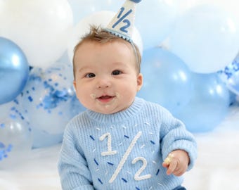 Half Birthday Sweater, 6 Months Birthday Jumper, Half Way to One Toddler Outfit, Baby 1/2 Birthday Outfit, Bday Oufit, Cake Smash Outfit