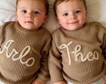 Hand Embroidery Sweaters, Custom Baby Name Sweater, Personalized Newborn Outfit, Embroidered Toddler Sweater, Christmas Gift, Keepsake Gift