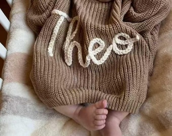 Personalized Baby Sweater, Embroidered Baby Name Sweater, Custom Newborn Outfit, Birth Announcement Gift, Birthday Gift for Baby Girls Boys