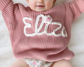 Personalised Baby Sweater,Custom Baby Name Sweater,Hand Embroidered Name Newborn Sweater, Toddler Sweater with Name,1st Birthday Gift