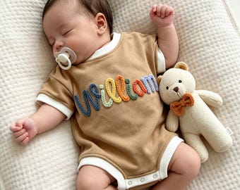Short Sleeve Baby Bubble Romper, Custom Name Baby Bodysuit, Newborn T Shirt Romper, Oversized Toddler Onesie, Custom Summer Baby Clothes