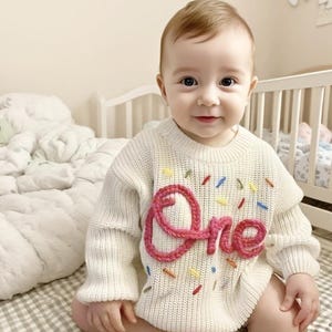 Custom One Birthday Sweater,First Birthday Sweater,Baby Birthday Outfit,Personalized Baby Holiday Sweater,Baby Name Jumper,One Year Old Gift