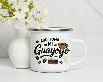 ベネズエラコーヒーエナメルキャンプマグ、アウトドアアドベンチャーマグ、グアヨヨコーヒーギフト、キャンプ用品、ヴィンテージマグ