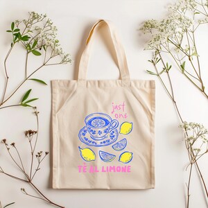 Vintage Lemon Tea Cotton Tote Bag | Eco-Friendly Shopping Bag, Reusable Grocery Tote, Beach Bag, Gift for Tea Lovers, Sustainable Style
