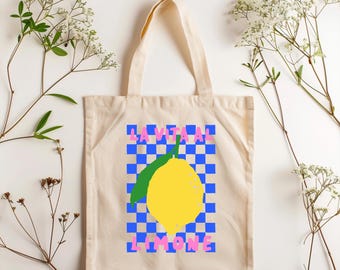 Lebendige Zitronen-Einkaufstasche, Umweltfreundliche Einkaufstasche, Strandtasche, Lustiges Geschenk für Freunde, Sommerstimmung