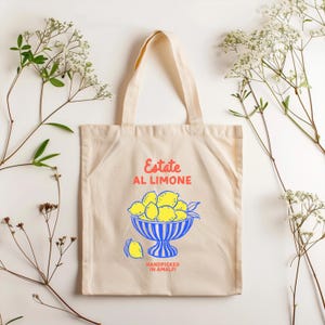 Charming Amalfi Lemon Tote Bag, Reusable Shopping Bag, Eco-Friendly Cloth Bag, Beach Tote, Summer Market Bag