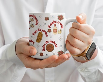 Venezuelan Christmas Mug 11oz/15oz | Hallacas, Gaitas, Pernil, Chicken Salad and Traditions | Festive Venezuelan Gift