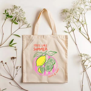 Taste Like Summer Tote Bag, Eco-Friendly Carryall, Lemon Gift, Everyday Shopper, Sustainable Chic, Beach Outing