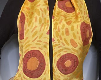 Handpainted WTF Silk Scarf 8x72 inches