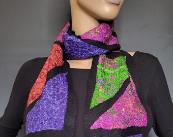 Reversible Mosaic Silk Wool Scarf Multicolor