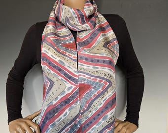 Handpainted WTF Silk Scarf 8x72 inches