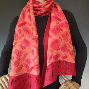 Reversible Red Orange Felted Wrap with Pin image 4