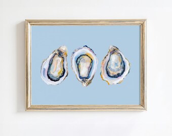 Colorful Oyster Print | Summer Printable Wall Art Kitchen Decor | Trendy Beach House Painting | Coastal Fisherman Aesthetic Digital Download