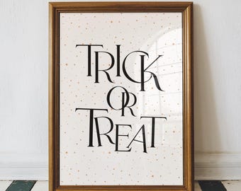 Retro Trick or Treat Print: Spooky Halloween Typography Poster (Digital Download)