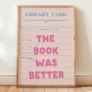 Lustiger Bücherwurm Druck | Bibliotheksausweis druckbare Kunst, Buchliebhaber Geschenk, trendige Leseecke Poster, BookTok Wohnheim Dekor digitaler Download