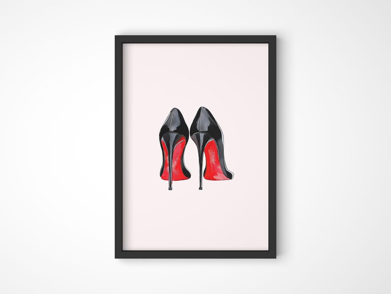 Black and Red Sole High Heel Luxury Designer Fashion Poster