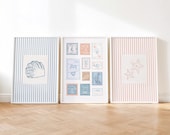 Coastal Print Set: Vintage Stamp Neutral Beach House Decor (Digital Download)