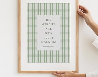 His Mercies Scripture Print: Sage Green Christian Wall Art (Digital Download)