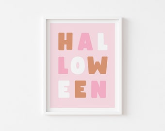 Orange and Pink Halloween Decor | Typography Halloween Print | Kids Halloween Wall Art | Cute Halloween Nursery Prints | Printable Wall Art