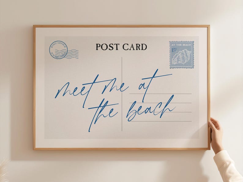 Meet Me at the Beach Vintage Post Card Print