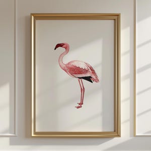 Watercolor Flamingo Wall Art | Vintage Print Flamingo Gift | Pink Wall Art Flamingo Nursery Art | Vintage Tropical Wall Art Digital Download