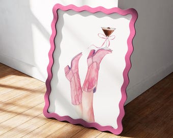 Pink Cowgirl Boots Espresso Martini Print | Preppy Dorm Decor | Trendy Printable Wall Art | Western Aesthetic Poster Digital Download