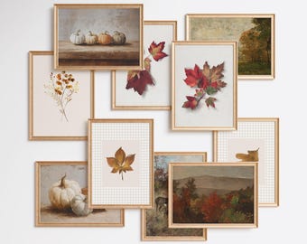 Impressions d'art murales vintage de la galerie d'automne : ensemble de paysages d'automne (téléchargement numérique)
