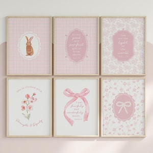 Christian Wall Art Pink Nursery Decor | Scripture Wall Art for Girls Room Decor | Bible Nursery Gallery Wall | Coquette Art Digital Download