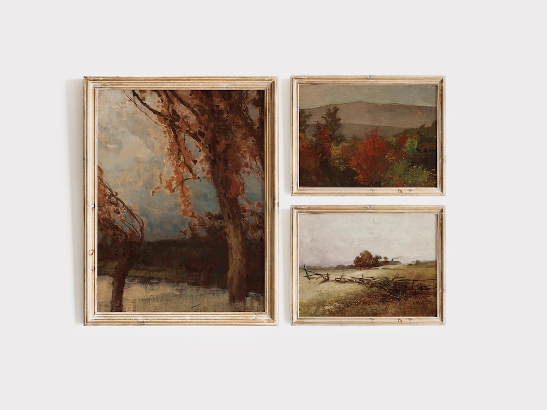 Moody Fall Landscape Print Set: Vintage Printable Wall Art (digital ...