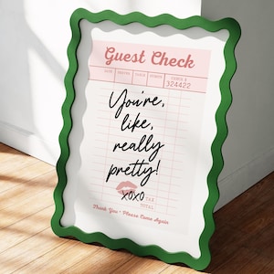 「You're Like Really Pretty」ゲストチェックプリント | トレンディなプリントウォールアート | ピンクのプレッピーな寮の部屋の装飾 | ガーリーなレトロポスター デジタルダウンロード