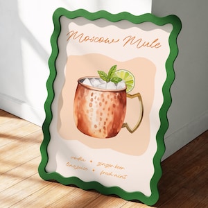Moskauer Mule Druck | Trendy Vintage Barwagen Küche Dekor | Druckbare Kunst Digitaler Download | Retro Cocktail Poster Signature Drink Schild