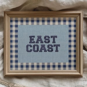 Gingham East Coast Print | Coastal Granddaughter Art, Printable Summer Wall Art, Vintage Fisherman Aesthetic Decor, Beachy Cottagecore