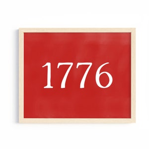1776 Americana Wall Art | July 4th Wall Art | Red 4th of July Decor | Patriotic Decor | Fourth of July Printable Art | Patriotic Printable