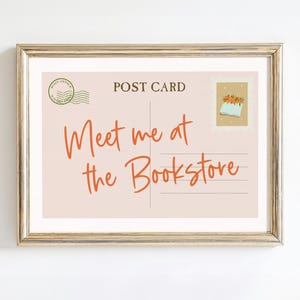 Carte postale livresque | Art mural horizontal imprimable, affiche esthétique vintage rose Librariancore Decor, cadeau pour amateur de livres en téléchargement numérique