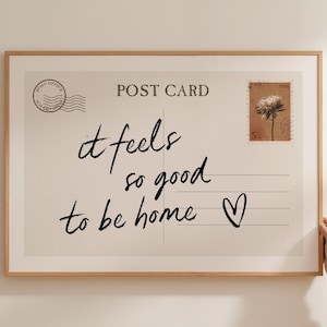 È così bello essere a casa Stampa di cartoline vintage / Stampa artistica da parete beige neutro / Decorazione alla moda per appartamento sopra il letto / Download digitale